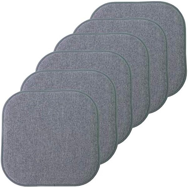 Image of ENSP 849832505 sweet home collection chair cushion memory foam pads honeycomb pattern slip non skid rubber back rounded square 16 x 16 seat cover 6 pack al