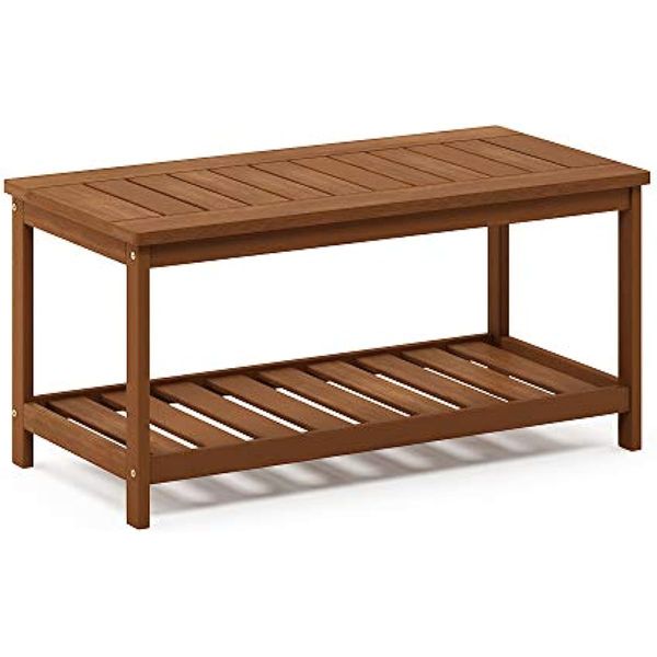 Image of ENSP 850109663 furinno fg18508 tioman hardwood patio furniture 2 tier coffee table in teak oil natural