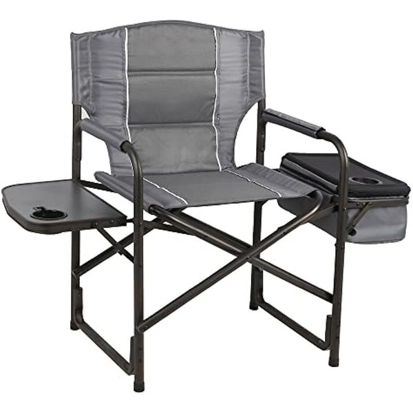 Image of ENSP 851429850 laurel outdoor folding director s chair with cooler bag & side table gray