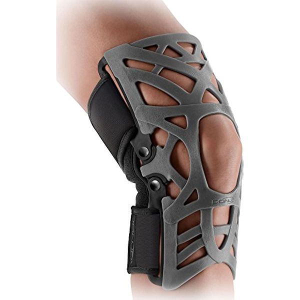 Image of ENSP 853509273 donjoy reaction web knee support brace with compression undersleeve: grey medium/large
