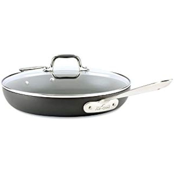 Image of ENSP 855640430 all clad ha1 hard anodized nonstick fry pan 12 inch induction pots and pans cookware black