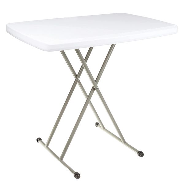 Image of ENSP 859049303 folding 19-28-inch adjustable height  lightweight dinner camp table with x legs and hard plastic  19&quot-28&quot