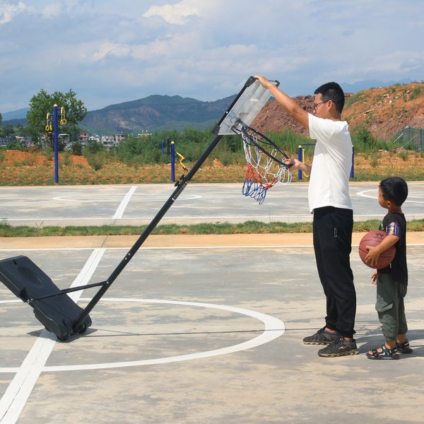 Image of ENSP 872776677 teenagers youth height adjustable 56 to 7ft basketball hoop 28 inch backboard portable basketball goal system with stable base and wheels