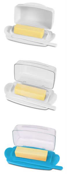 Image of ENSP 892870376 butter dish with counterlid durable plastic butter container with spreader knife cute handle and flip lid design for easy access non-slip