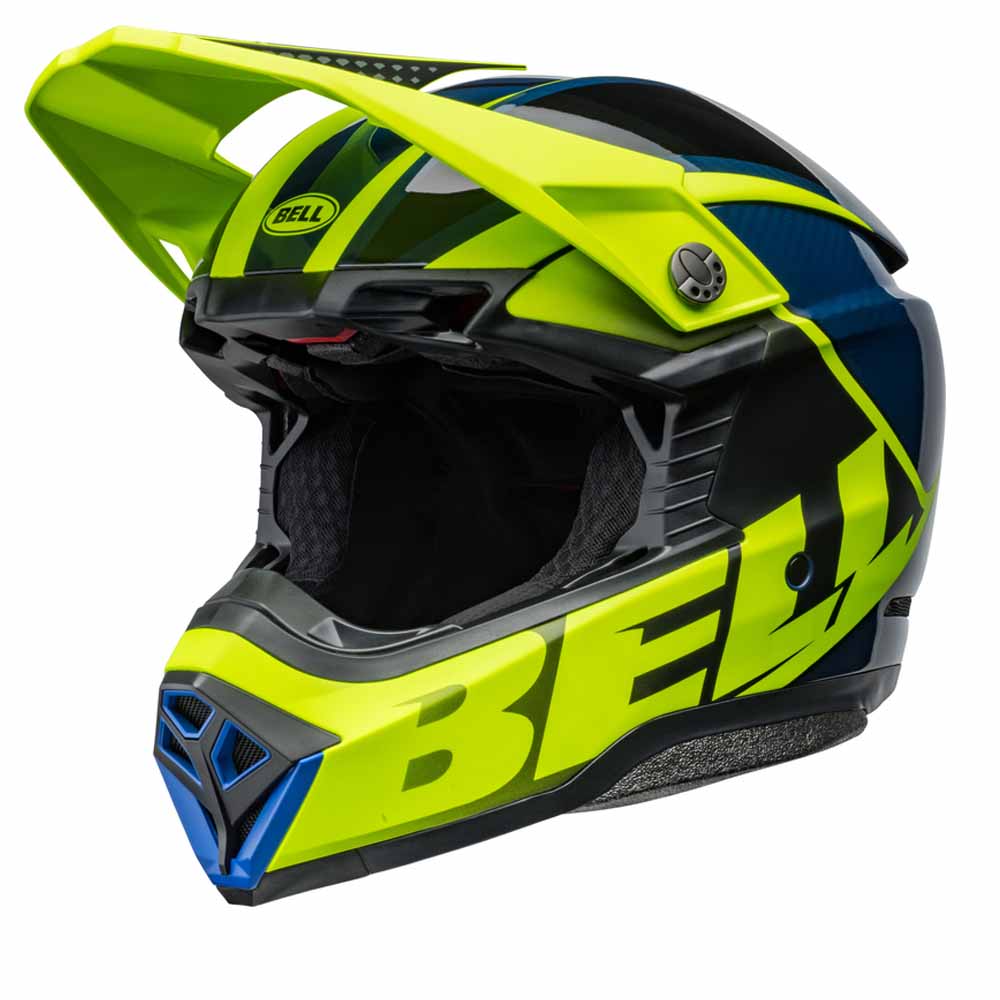 Image of EU Bell Moto-10 Spherical Sliced Matte Gloss Retina Blue Offroad Helmet Taille L