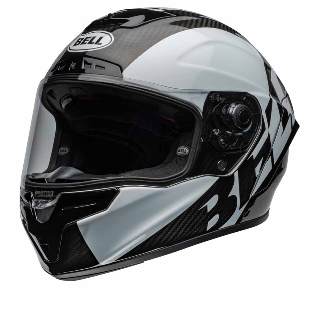 Image of EU Bell Race Star DLX Flex Offset Gloss Black White Full Face Helmet Taille L