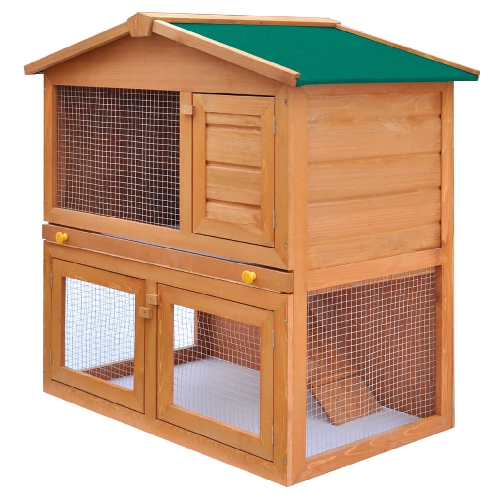 Image of [EU Direct] 170160 vidaXL Outdoor Rabbit Hutch Small Animal House Pet Cage 3 Doors Wood Pet Supplies Rabbit House Pet Ho