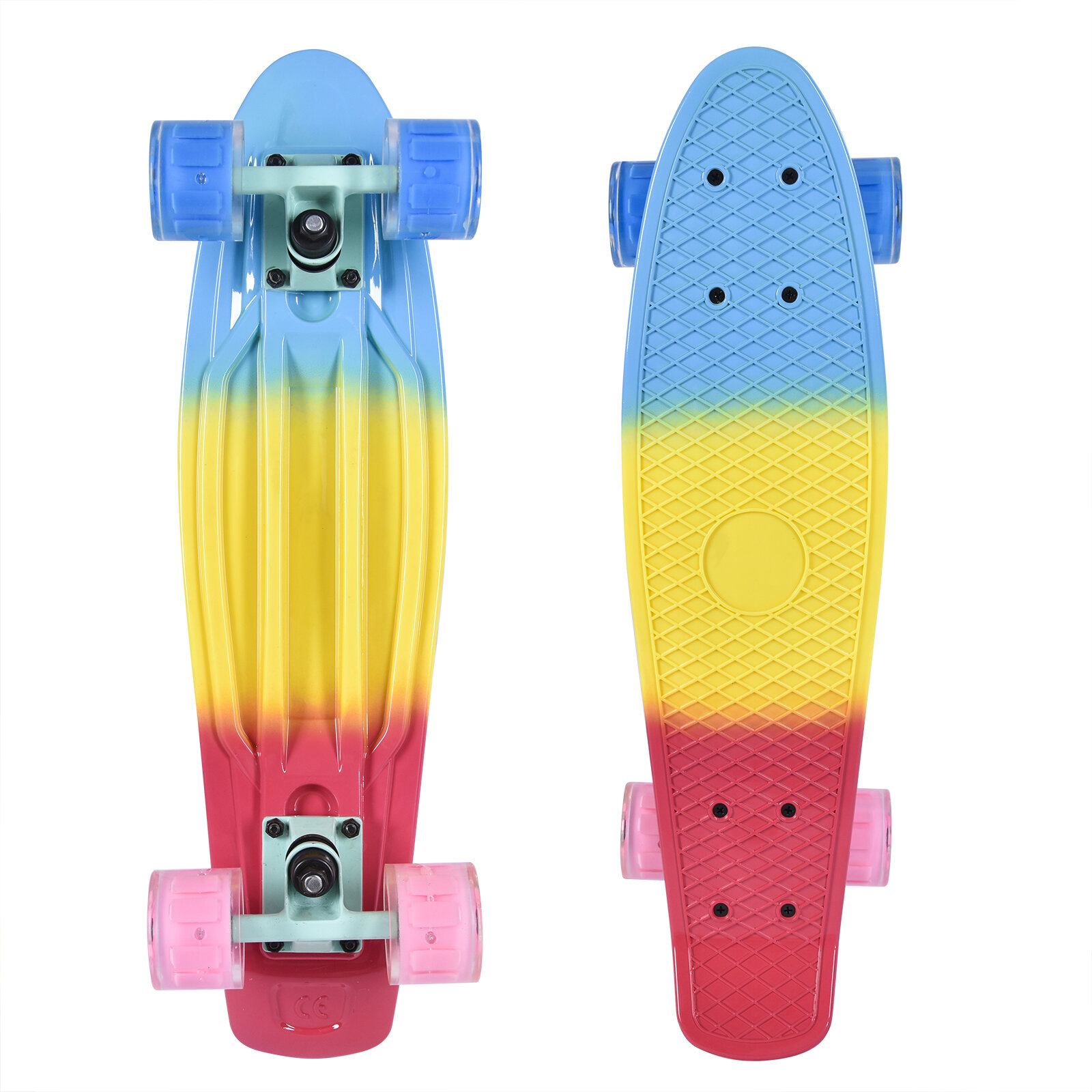 Image of [EU Direct] 22inch Mini Cruiser Skateboard Banana Longboard Adult Children Kick Board Max Load 310lbs