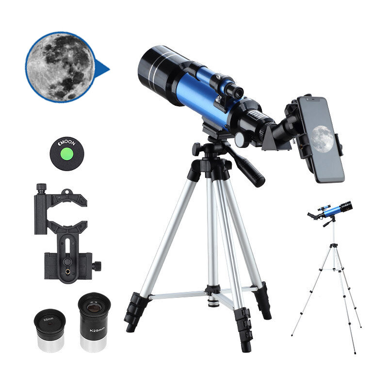 Image of [EU Direct] AOMEKIE 40070 66X HD Astronomical Telescope 70MM Refractor Telescope Erecting Eyepiece 3X Barlow Lens Finder