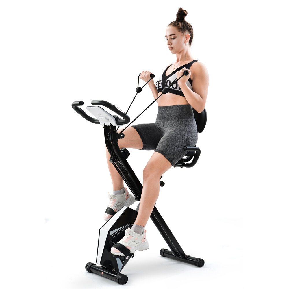 Image of [EU Direct] BOMINFIT Exercise Bike with Comfy Adjustable Seat Cushion Tablet Holder LCD Monitor Bottle Holder 110kg Max