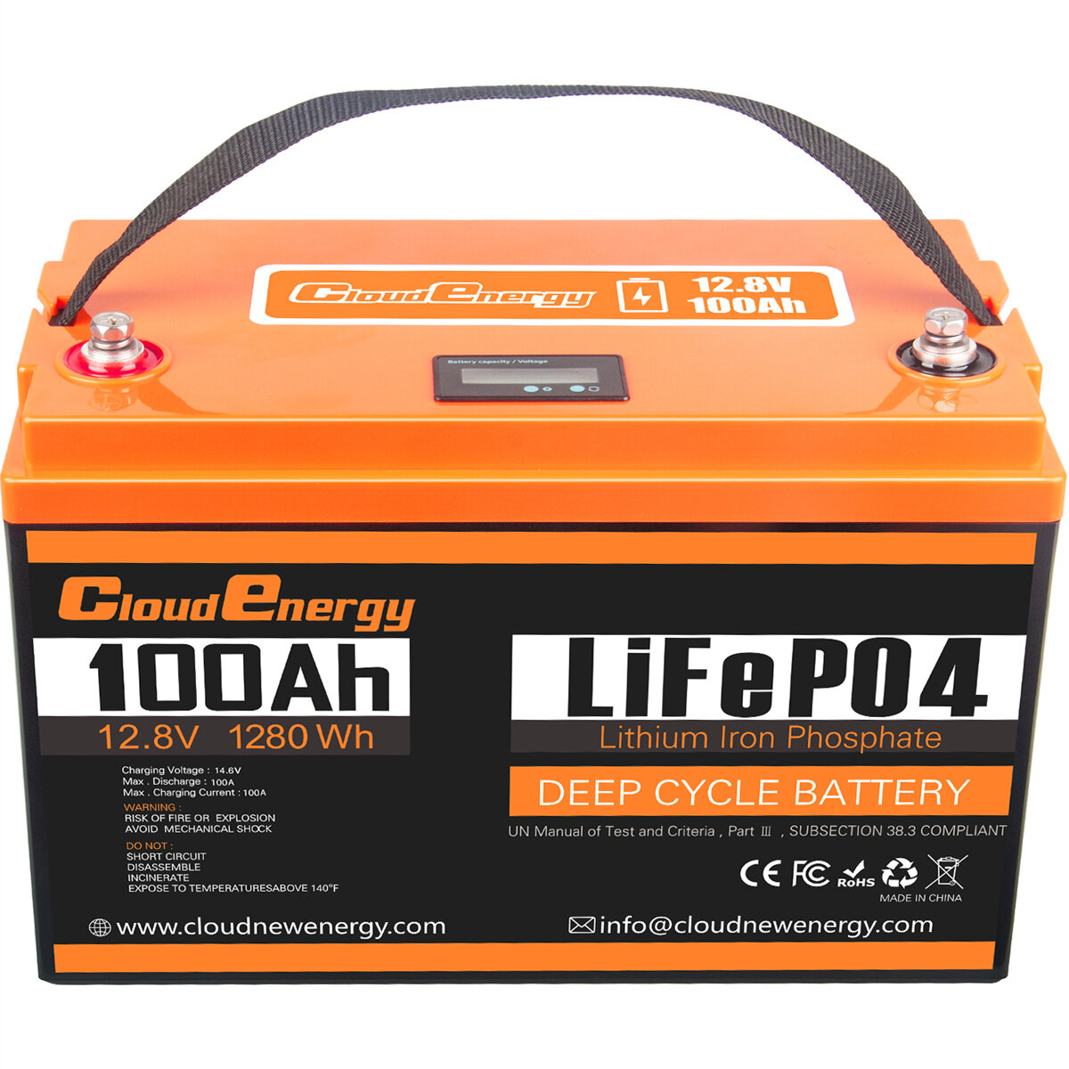 Image of [EU Direct] Cloudenergy 12V 100Ah LiFePO4 Lithium Battery Pack Backup Power 1280Wh Energy 6000+ Deep Cycles Built-in 100