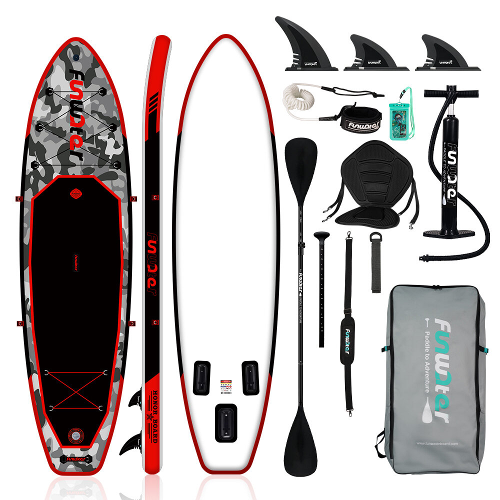 Image of [EU Direct] FunWater Inflatable Paddle Board 12~15PSI Maximum Load 150KG Stand Up Portable Surfboard Pulp Board With Cha