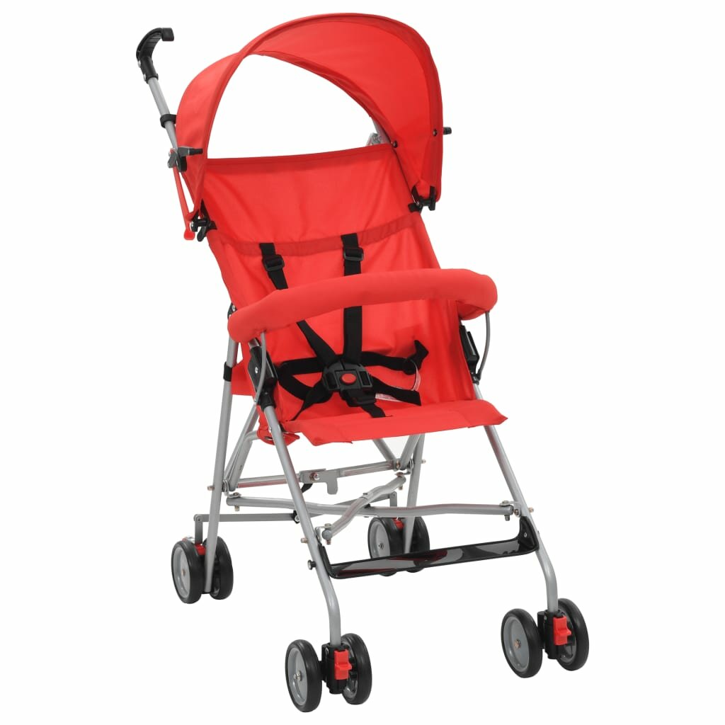 Image of [EU Direct] vidaXL 10147 Folding Red Steel Luxury Baby Stroller Cart Portable Pushchair Infant Carrier Foldable Carriage