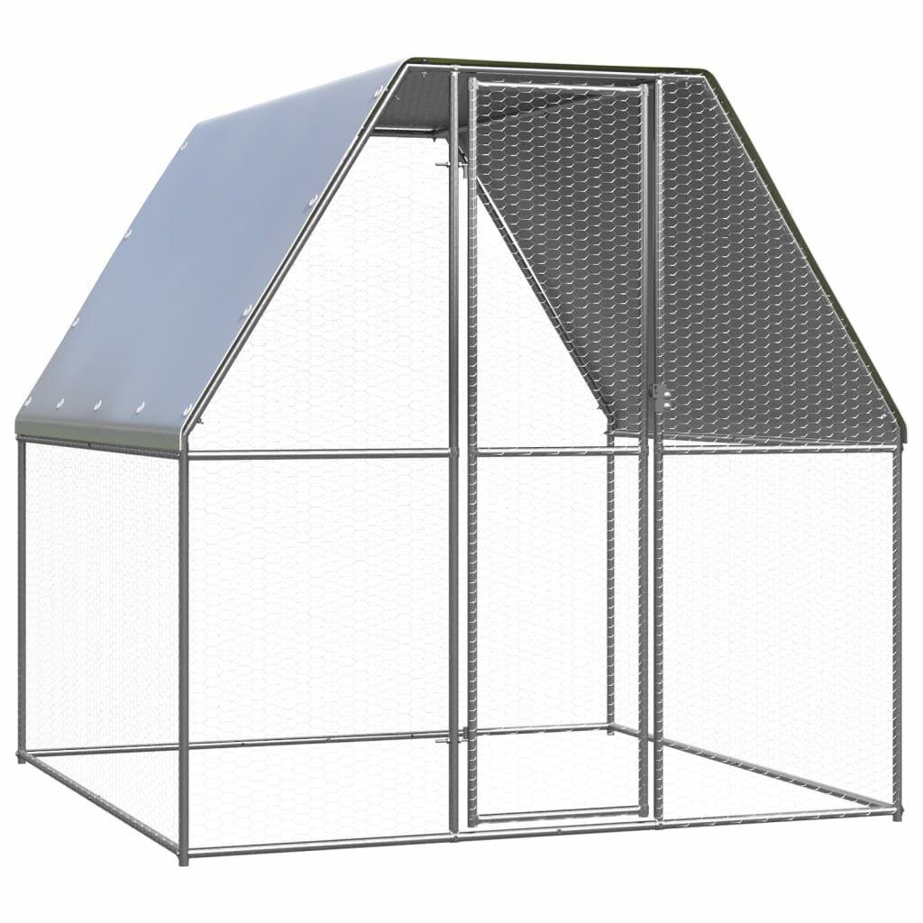 Image of [EU Direct] vidaXL 150776 Chicken Cage 2x2x2 m Galvanised Steel Pet Supplies Rabbit House Pet Home Puppy Bedpen Fence Pl