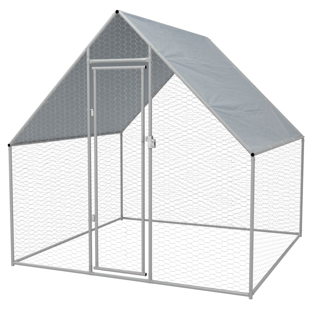 Image of [EU Direct] vidaXL 170494 Outdoor Chicken Cage 2x2x192 m Galvanised Steel House Pet Supplies Rabbit House Pet Home Pupp
