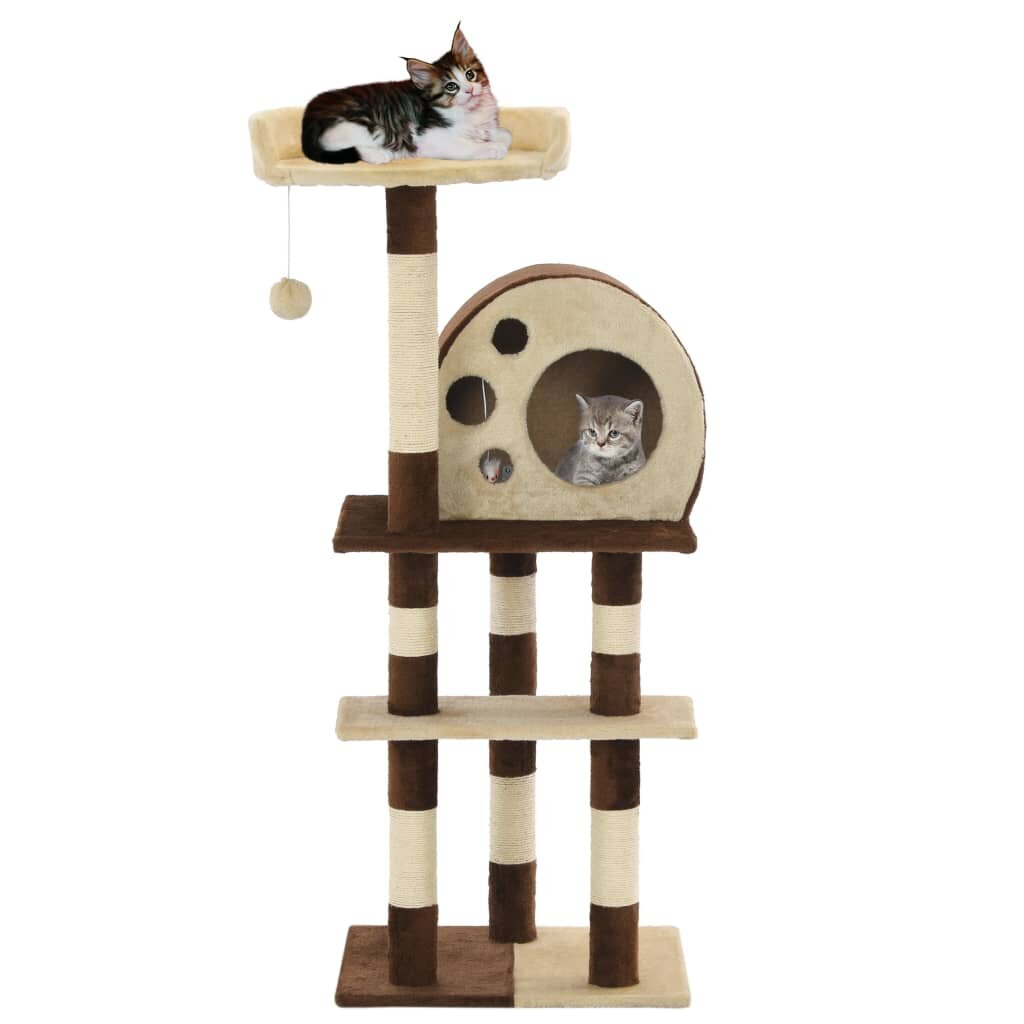 Image of [EU Direct] vidaXL 170628 Cat Tree with Sisal Scratching Posts 127 cm Pet Supplies Cat Puppy Playing