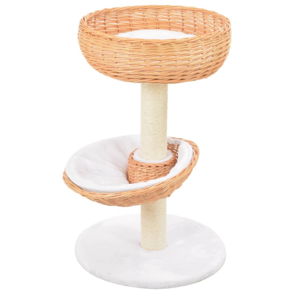 Image of [EU Direct] vidaXL 170723 Cat Tree with Sisal Scratching Post Natural Willow Wood Pet Supplies Cat Puppy Home Bedpan