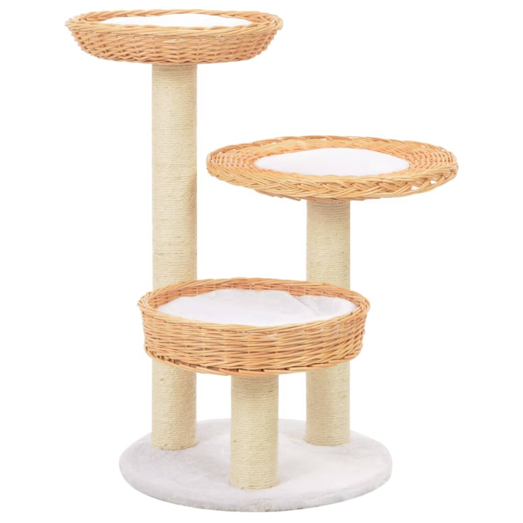 Image of [EU Direct] vidaXL 170724 Cat Tree with Sisal Scratching Post Natural Willow Wood Pet Supplies Cat Puppy Home Bedpan