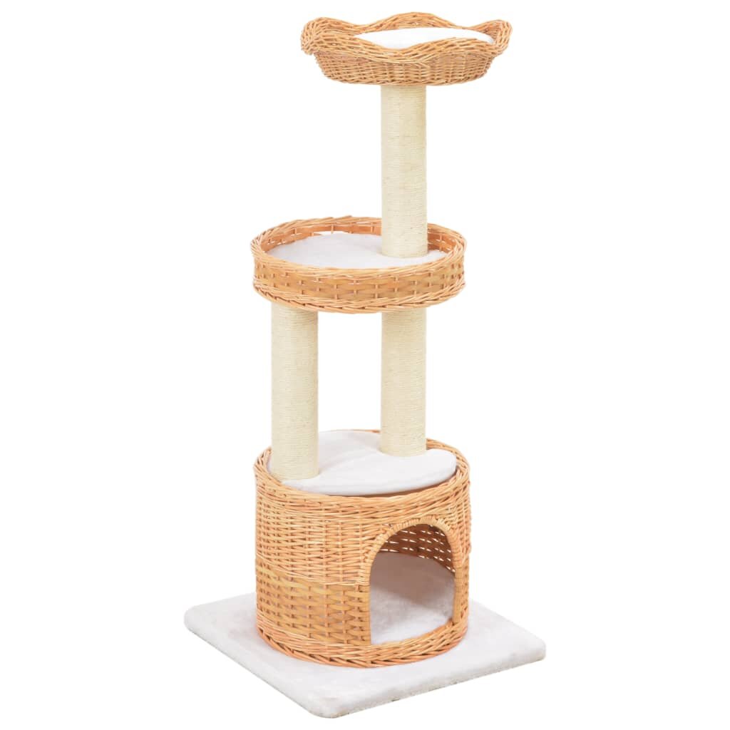 Image of [EU Direct] vidaXL 170728 Cat Tree with Sisal Scratching Post Natural Willow Wood Pet Supplies Cat Puppy Home Bedpan