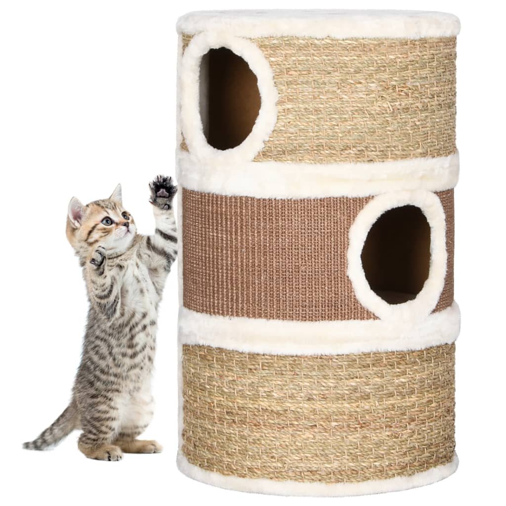 Image of [EU Direct] vidaXL 170976 Cat Tree Scratching 60 cm Seagrass Pet Supplies Cat Puppy Home Bedpan
