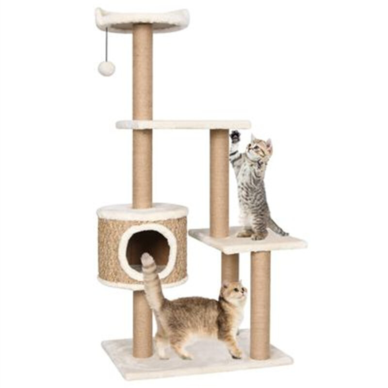 Image of [EU Direct] vidaXL 170979 123cm Cat Tree with Scratching Post Seagrass Condo Protecting Furniture House Pet Climbing Lit