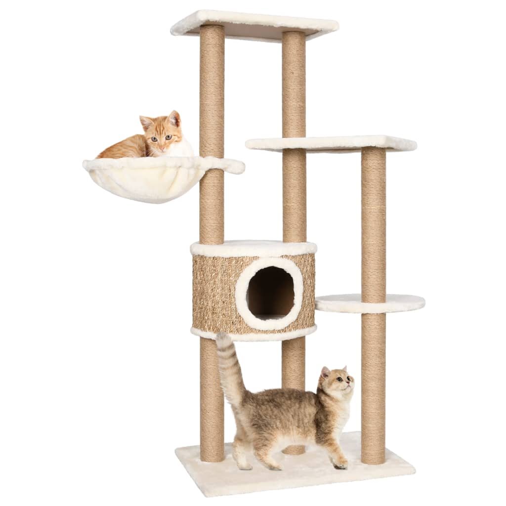 Image of [EU Direct] vidaXL 170980 Cat Tree with Scratching Post 126cm Seagrass Pet Supplies Cat Puppy Home Bedpan