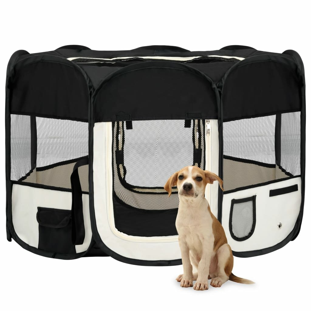Image of [EU Direct] vidaXL 171014 Foldable Dog Playpen with Carrying Bag 110x110x58 cm Pet Supplies Cat Puppy Cage Hutch