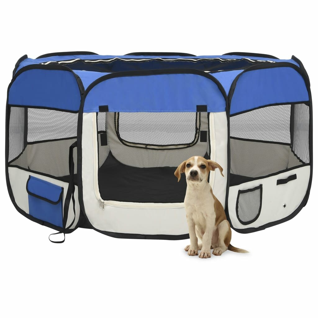 Image of [EU Direct] vidaXL 171015 Foldable Dog Playpen with Carrying Bag 125x125x61 cm Pet Supplies Cat Puppy Cage Hutch