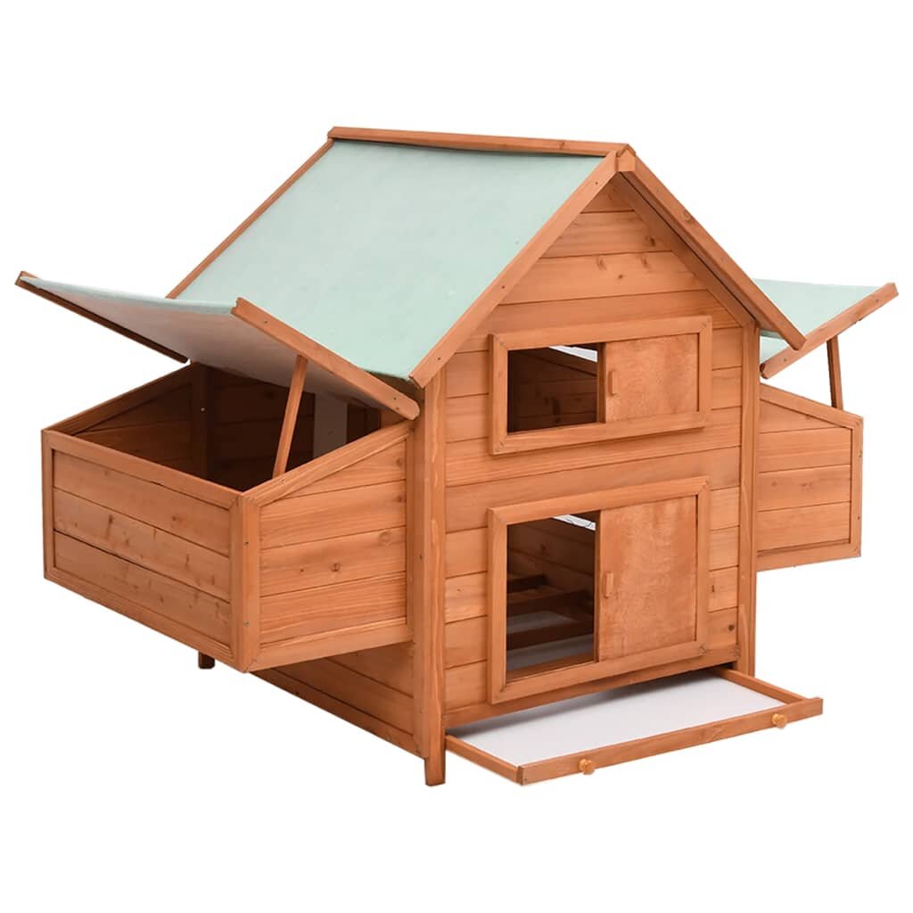 Image of [EU Direct] vidaXL 171459 Outdoor Chicken Coop 152x96x110 cm Solid Firwood Pet Supplies Dog House Pet Home Cat Bedpen Fe