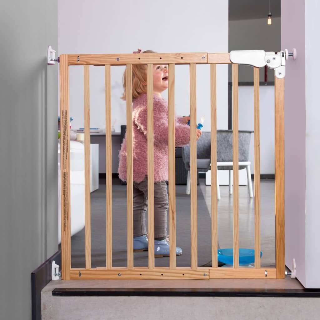 Image of [EU Direct] vidaXL 431180 CHILDHOME 735-104cm Safety Gate Maestro Wood White VHMAEW Baby Supplies Safety Barrier Dog Fe