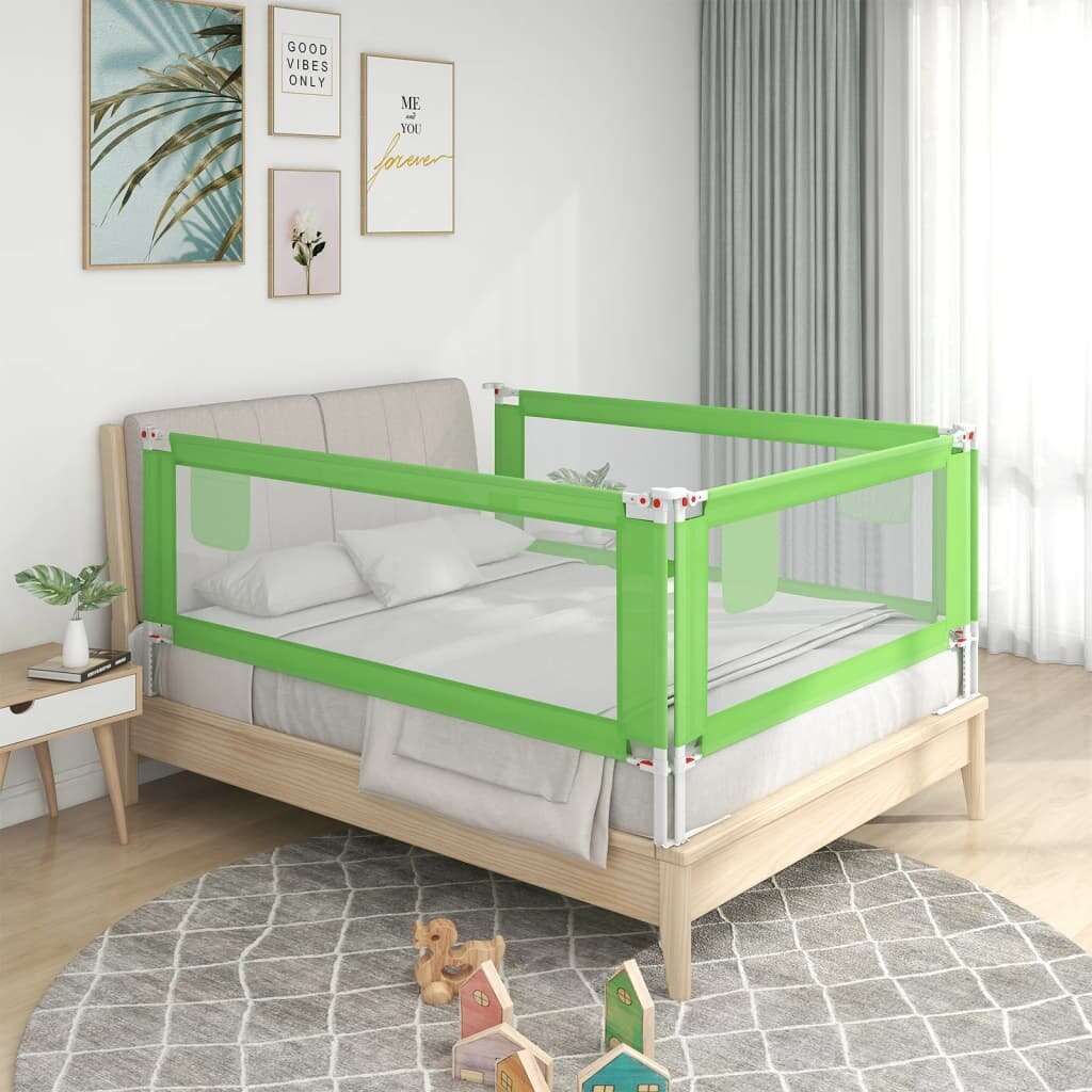 Image of [EU Direct] vidaxl 10193 Toddler Safety Bed Rail Green 150x25 cm Fabric Polyester Children's Bed Barrier Fence Foldable