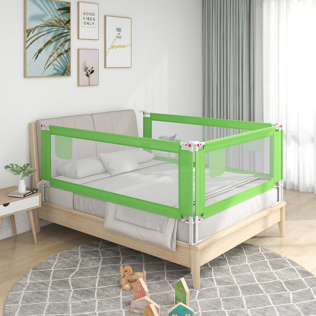 Image of [EU Direct] vidaxl 10195 Toddler Safety Bed Rail Green 180x25 cm Fabric Polyester Children's Bed Barrier Fence Foldable