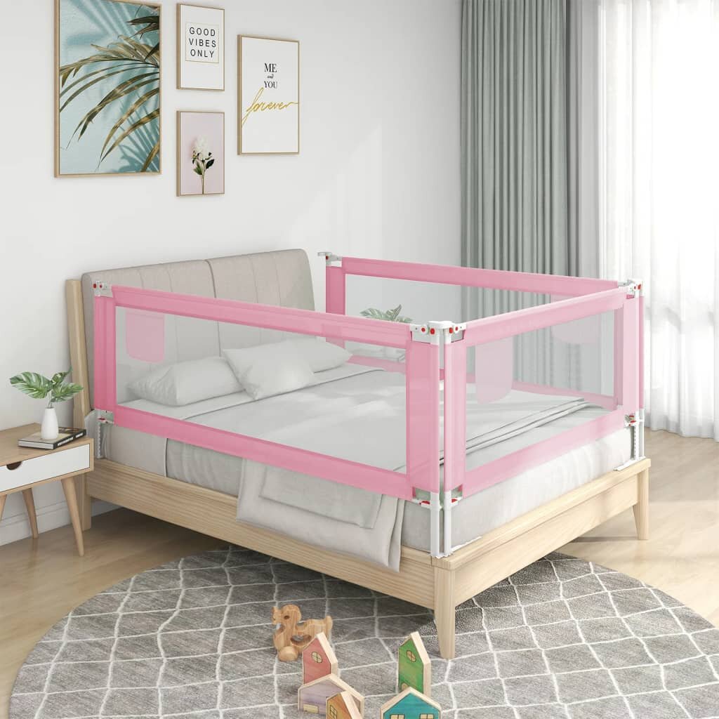 Image of [EU Direct] vidaxl 10199 Toddler Safety Bed Rail Pink 100x25 cm Fabric Polyester Children's Bed Barrier Fence Foldable H