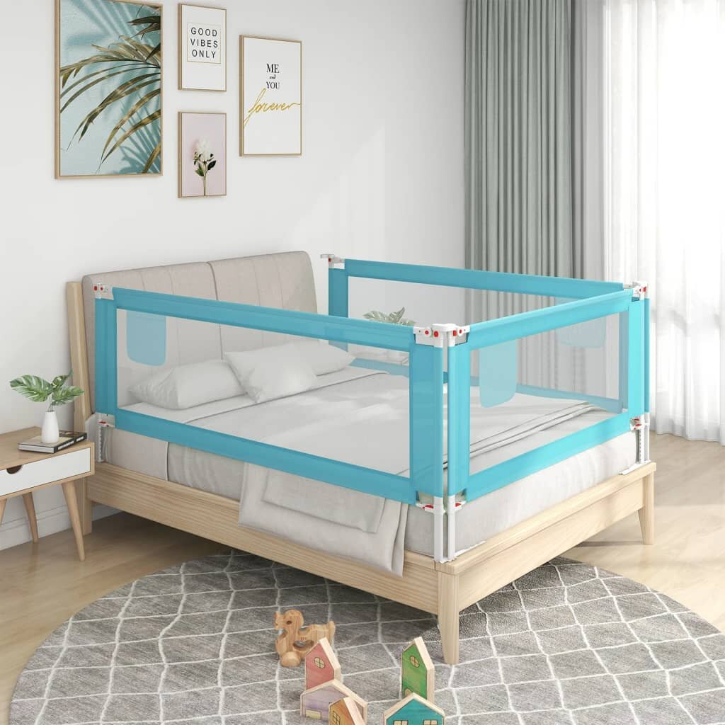 Image of [EU Direct] vidaxl 10211 Toddler Safety Bed Rail Blue 150x25 cm Fabric Polyester Children's Bed Barrier Fence Foldable H