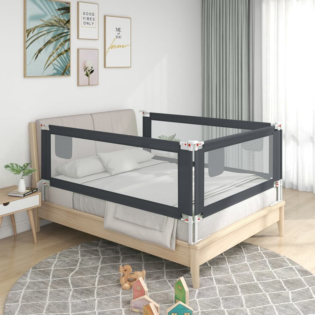 Image of [EU Direct] vidaxl 10226 Toddler Safety Bed Rail Dark Grey 100x25 cm Fabric Polyester Children's Bed Barrier Fence Folda
