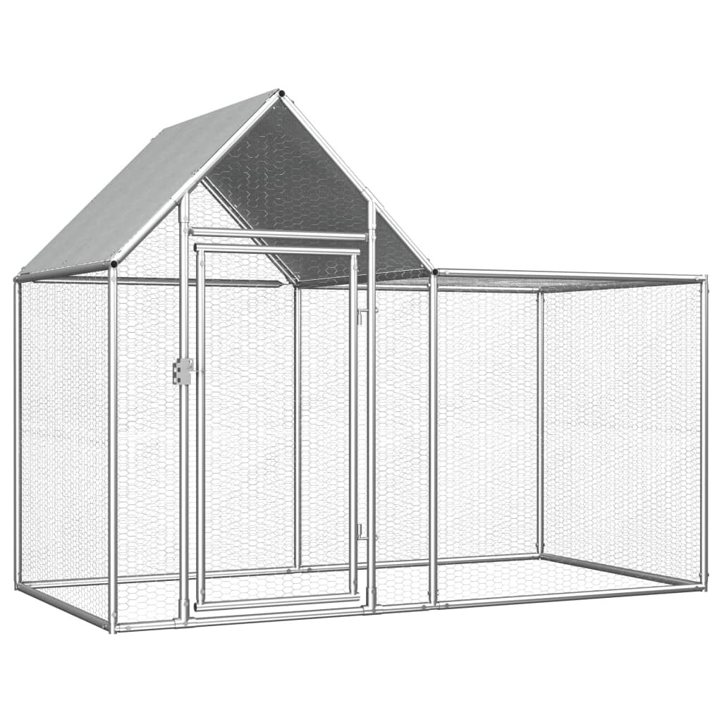 Image of [EU Direct] vidaxl 144553 Outdoor Chicken Coop 2x1x15 m Galvanised Steel House Cage Foldable Puppy Cats Sleep Metal Pla