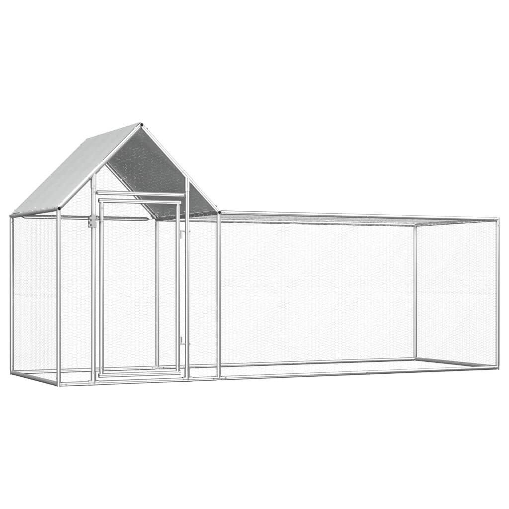 Image of [EU Direct] vidaxl 144554 Outdoor Chicken Coop 3x1x15 m Galvanised Steel House Cage Foldable Puppy Cats Sleep Metal Pla