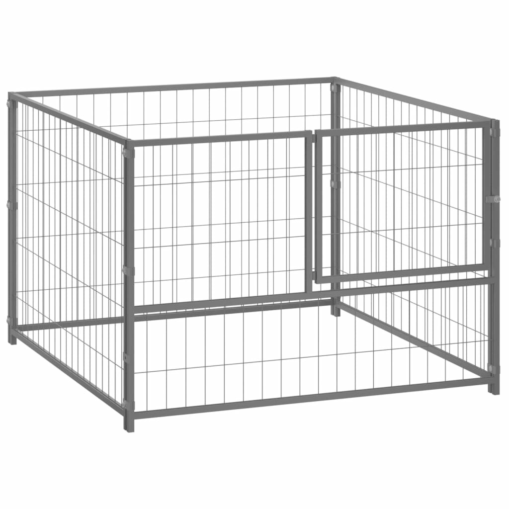 Image of [EU Direct] vidaxl 150792 Outdoor Dog Kennel Silver 100x100x70 cm Steel House Cage Foldable Puppy Cats Sleep Metal Playp