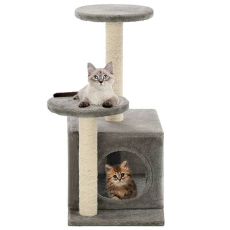 Image of [EU Direct] vidaxl 170517 Cat Tree with Sisal Scratching Posts 60 cm Grey Scratcher Tower Home Furniture Climbing Frame