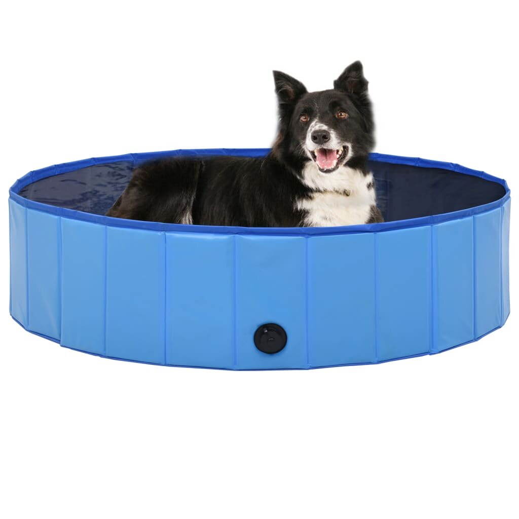 Image of [EU Direct] vidaxl 170826 Foldable Dog Swimming Pool Blue 120x30 cm PVC Puppy Bath Collapsible Bathing for Cats Playing
