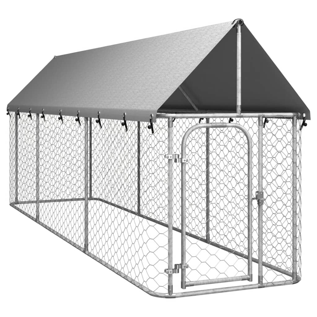 Image of [EU Direct] vidaxl 171497 Outdoor Dog Kennel with Roof 400x100x150 cm House Cage Foldable Puppy Cats Sleep Metal Playpen