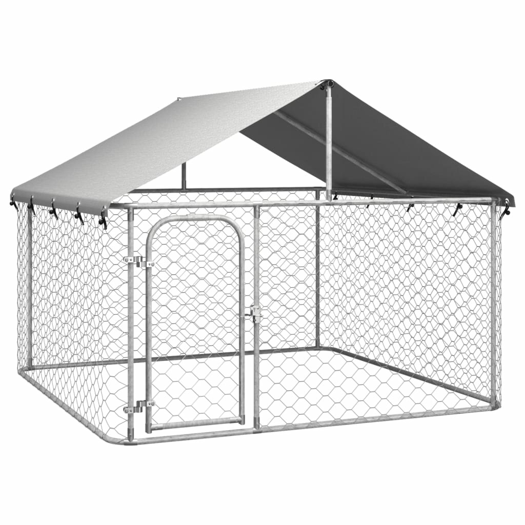 Image of [EU Direct] vidaxl 171498 Outdoor Dog Kennel with Roof 200x200x150 cm House Cage Foldable Puppy Cats Sleep Metal Playpen