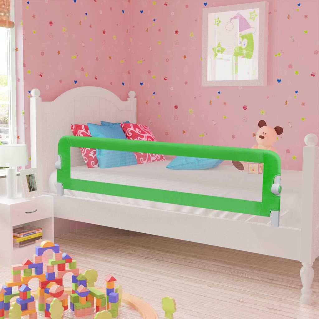 Image of [EU Direct] vidaxl 276084 Toddler Safety Bed Rail 2 pcs Green 150x42 cm Fabric Polyester Children's Bed Barrier Fence Fo