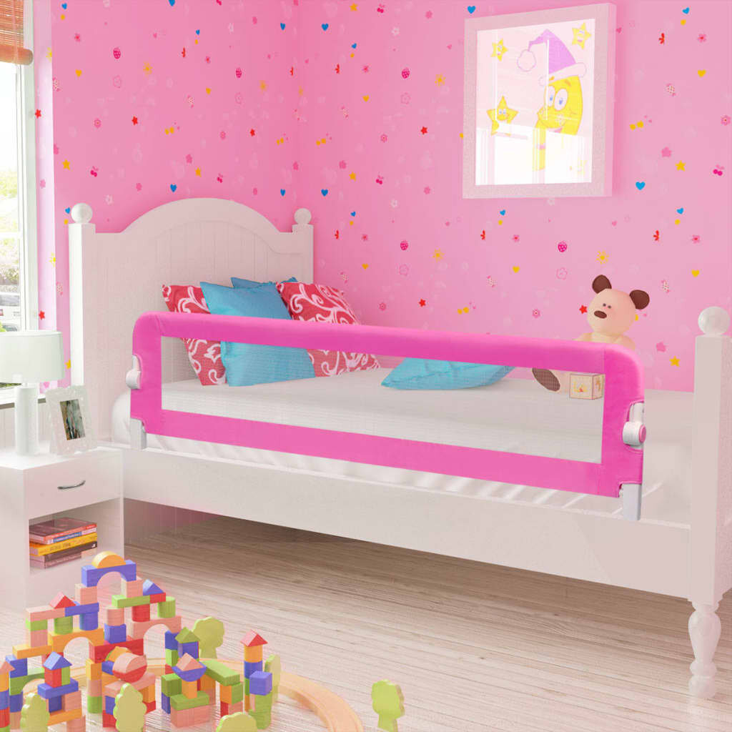 Image of [EU Direct] vidaxl 276086 Toddler Safety Bed Rail 2 pcs Pink 150x42 cm Fabric Polyester Children's Bed Barrier Fence Fol