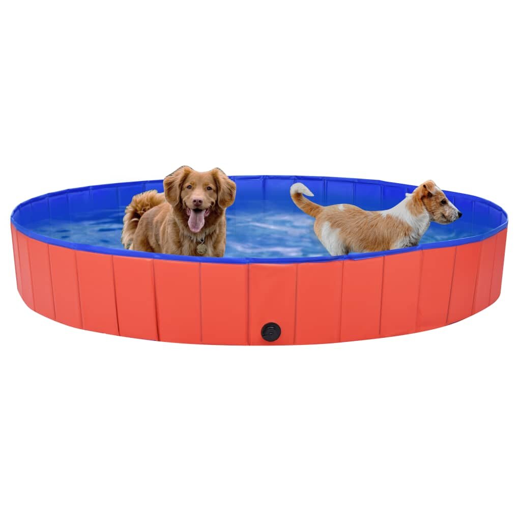 Image of [EU Direct] vidaxl 92600 Foldable Dog Swimming Pool Red 200x30 cm PVC Puppy Bath Collapsible Bathing for Cats Playing Ki