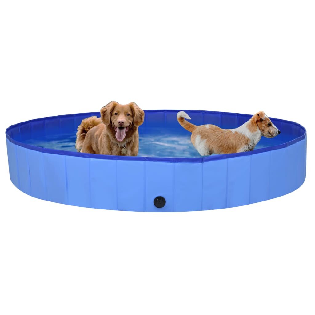 Image of [EU Direct] vidaxl 92602 Foldable Dog Swimming Pool Blue 200x30 cm PVC Puppy Bath Collapsible Bathing for Cats Playing K