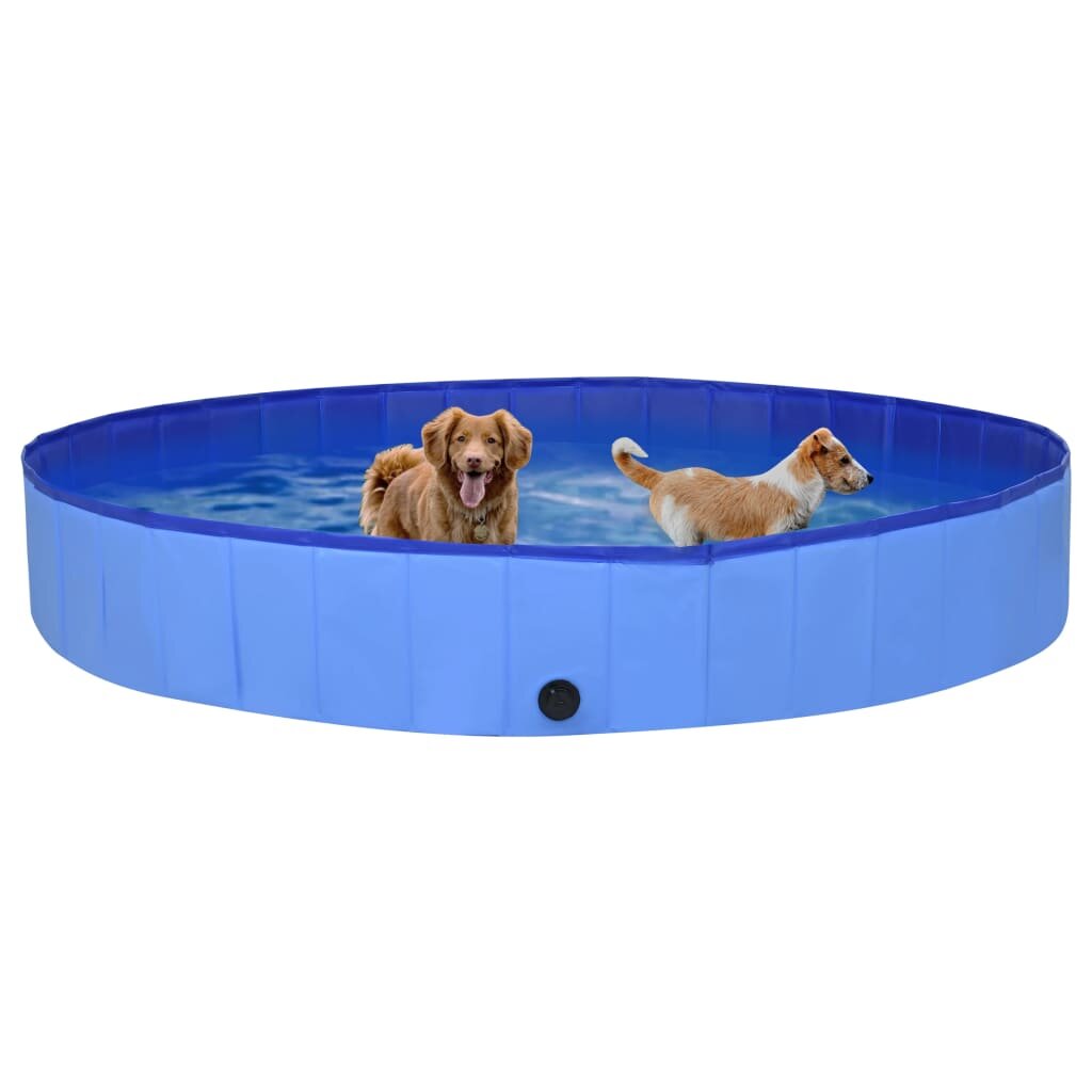 Image of [EU Direct] vidaxl 92603 Foldable Dog Swimming Pool Blue 300x40 cm PVC Puppy Bath Collapsible Bathing for Cats Playing K