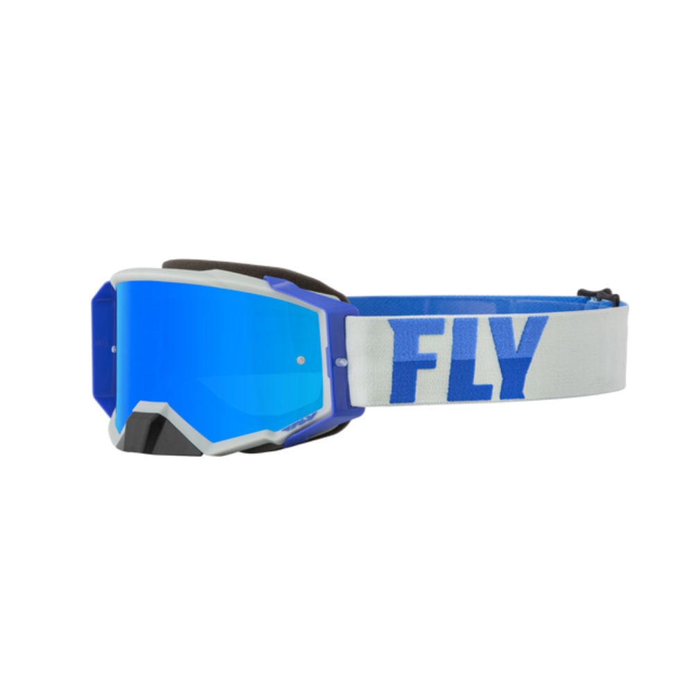 Image of EU FLY Racing Zone Pro Goggle Grey Blue W Sky Blue Mirror Smoke Lens Taille