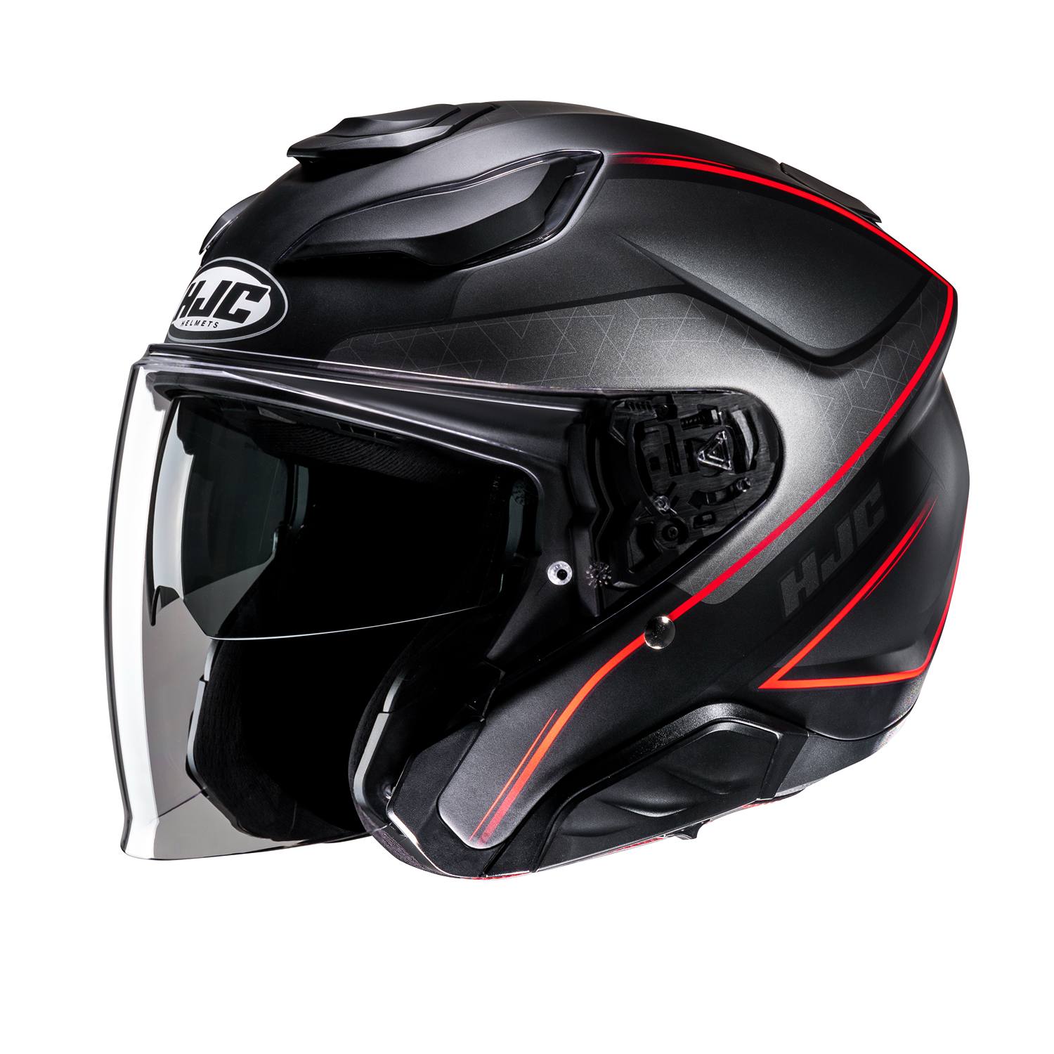 Image of EU HJC F31 Ludi Black Red Jet Helmet Taille S