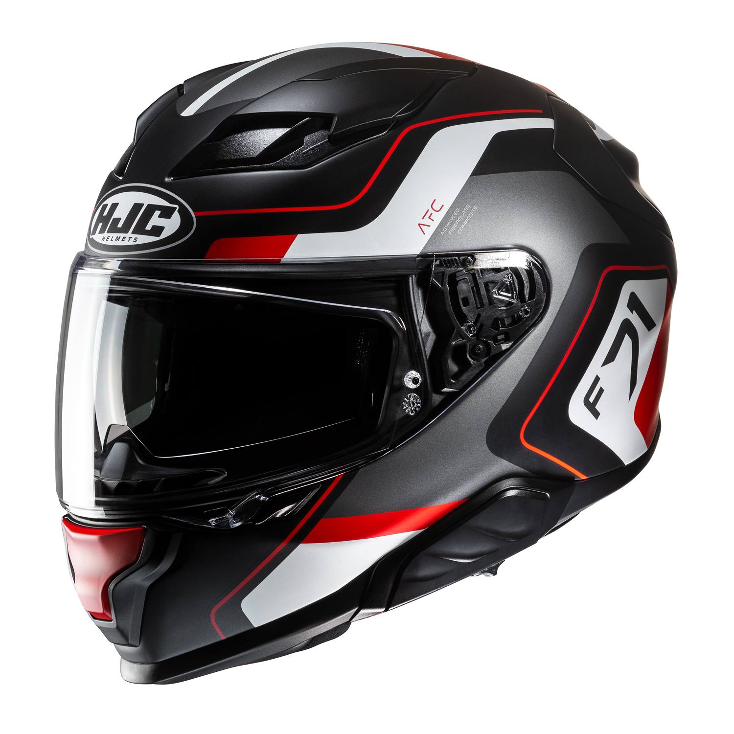 Image of EU HJC F71 Arcan Black Red Full Face Helmet Taille S